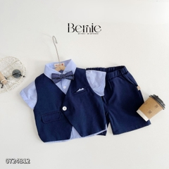 Set vest gile ngắn tay công tử hàn quốc túi khăn cho bé trai thôi nôi sinh nhật đi tiệc 1đến 7 tuổi BERNIE 0424B32