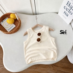 et đồ đi chơi bé trai sành điệu đi biển phong cách hàn quốc áo thun ba lỗ trơn kèm quần kaki phối túi thêu cầu vồng 1 đến 7 tuổi BERNIE T0125B03