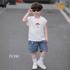 Set bộ tanktop Brown Boys cho bé trai áo thun tanktop họa tiết hình in cute kèm quần short jean 9kg đến 28kg BERNIE H1025B62Đ