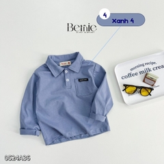 Áo thun polo tay dài phối túi cho bé trai mặc đi học đi chơi phong cách hàn quốc 1tới 7 tuổi BERNIE 0524A36