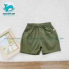 Quần sooc đùi linen kaki mềm bé trai bé gái unisex màu trắng nâu be BERNIE phong cách hàn quốc 7kg đến 30kg