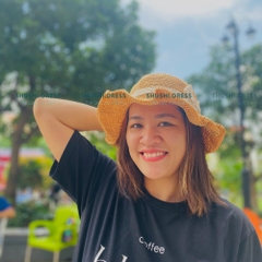 Mũ bèo mũ cói đính nơ đi chơi đi biển có dây cho mẹ và cho bé 1 tuổi tới 6 tuổi Bernie