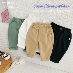 Quần kaki dài cho bé trai dáng baggy BERNIE kids màu trắng đen be basic hàn quốc 1 đến 7 tuổi 1023Q020