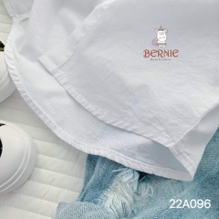 Áo sơ mi trắng bé trai ngắn tay BERNIE bé 9 đến 24kg đi học, đi chơi, đi tiệc Cotton