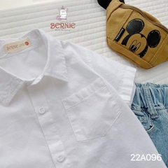 Áo sơ mi trắng bé trai ngắn tay BERNIE bé 9 đến 24kg đi học, đi chơi, đi tiệc Cotton