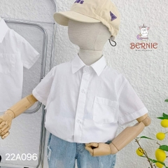Áo sơ mi trắng bé trai ngắn tay BERNIE bé 9 đến 24kg đi học, đi chơi, đi tiệc Cotton