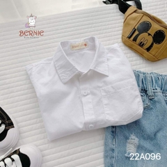 Áo sơ mi trắng bé trai ngắn tay BERNIE bé 9 đến 24kg đi học, đi chơi, đi tiệc Cotton