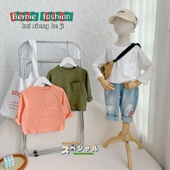 Áo phông trơn dài tay unisex cho bé trai gái BERNIE cotton xược mềm mại nhiều màu 8 đến 25kg 22A234