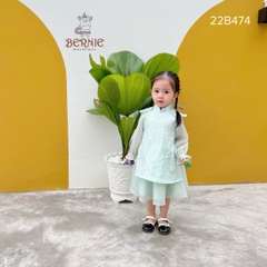Áo dài tết, áo dài cách tân bé gái chất voan xốp hoa nổi BERNIE cho bé từ 9 đến 24kg