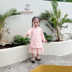 Áo dài tết, áo dài cách tân bé gái chất voan xốp hoa nổi BERNIE cho bé từ 9 đến 24kg