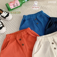 Quần sooc quần short đùi unisex bé trai bé gái chất tổ ong mềm mại BERNIE màu be cam xanh bé 8 đến 23 kg Thun Len
