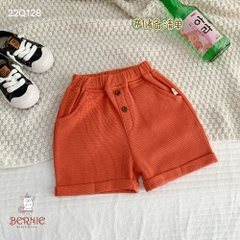 Quần sooc quần short đùi unisex bé trai bé gái chất tổ ong mềm mại BERNIE màu be cam xanh bé 8 đến 23 kg Thun Len
