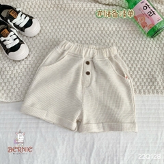 Quần sooc quần short đùi unisex bé trai bé gái chất tổ ong mềm mại BERNIE màu be cam xanh bé 8 đến 23 kg Thun Len