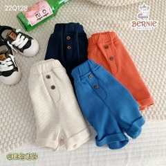 Quần sooc quần short đùi unisex bé trai bé gái chất tổ ong mềm mại BERNIE màu be cam xanh bé 8 đến 23 kg Thun Len