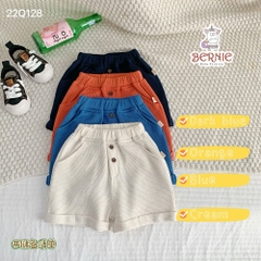 Quần sooc quần short đùi unisex bé trai bé gái chất tổ ong mềm mại BERNIE màu be cam xanh bé 8 đến 23 kg Thun Len