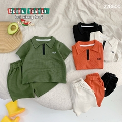 Set bộ bé trai màu trơn basic hàn quốc chất tổ ong màu be cam rêu xanh bé 8-24kg