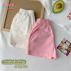 Quần sooc đùi linen kaki mềm bé trai bé gái unisex màu trắng nâu be BERNIE phong cách hàn quốc 7kg đến 30kg
