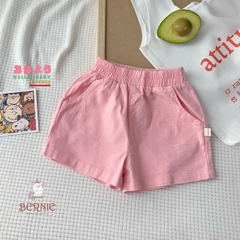 Quần sooc đùi linen kaki mềm bé trai bé gái unisex màu trắng nâu be BERNIE phong cách hàn quốc 7kg đến 30kg