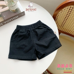 Quần sooc đùi linen kaki mềm bé trai bé gái unisex màu trắng nâu be BERNIE phong cách hàn quốc 7kg đến 30kg