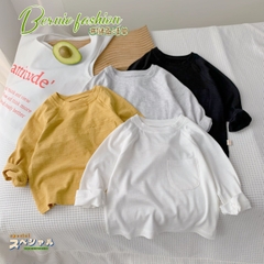 Áo phông trơn dài tay unisex cho bé trai gái BERNIE cotton xược mềm mại nhiều màu 8 đến 25kg 22A234