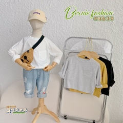 Áo phông trơn dài tay unisex cho bé trai gái BERNIE cotton xược mềm mại nhiều màu 8 đến 25kg 22A234