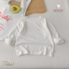 Áo phông trơn dài tay unisex cho bé trai gái BERNIE cotton xược mềm mại nhiều màu 8 đến 25kg 22A234