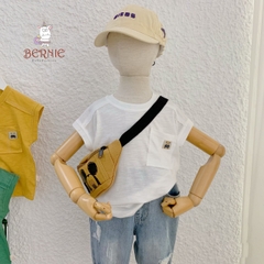 Áo tanktop cotton xược túi ngực thêu gấu dáng hàn quốc cho bé trai bé gái từ 9đến 24kg BERNIE 23A026
