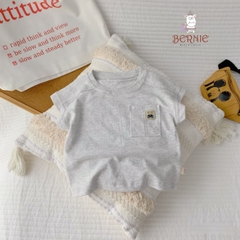 Áo tanktop cotton xược túi ngực thêu gấu dáng hàn quốc cho bé trai bé gái từ 9đến 24kg BERNIE 23A026