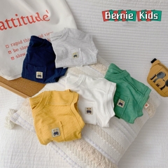 Áo tanktop cotton xược túi ngực thêu gấu dáng hàn quốc cho bé trai bé gái từ 9đến 24kg BERNIE 23A026