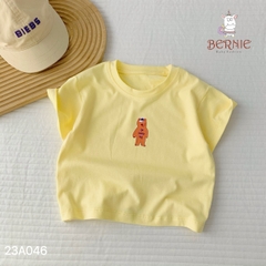 Set đồ thun đi chơi bé trai bé gái áo trắng thun cotton in gấu kèm quần kaki ngắn đen 1 đến 7 tuổi BERNIE