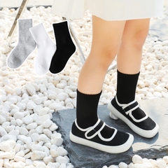 Tất vớ trơn cổ cao học sinh cho trẻ em unisex bé trai bé gái màu đen trắng xám BERNIE