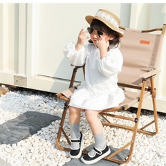 Tất vớ trơn cổ cao học sinh cho trẻ em unisex bé trai bé gái màu đen trắng xám BERNIE