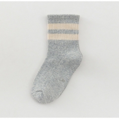 Tất vớ thể thao unisex cổ cao sọc viền cho bé trai bé gái màu trắng đen xám 1 đến 5 tuổi BERNIE