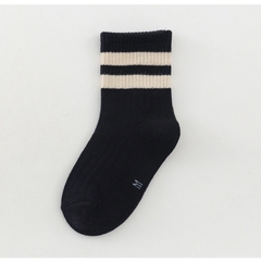 Tất vớ thể thao unisex cổ cao sọc viền cho bé trai bé gái màu trắng đen xám 1 đến 5 tuổi BERNIE