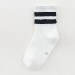 Tất vớ thể thao unisex cổ cao sọc viền cho bé trai bé gái màu trắng đen xám 1 đến 5 tuổi BERNIE