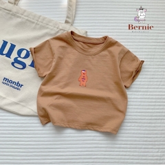 Áo phông cộc tay trơn cho bé trai bé gái unisex ngắn tay cotton màu trắng vàng 1 đến 7 tuổi BERNIE