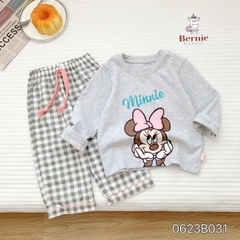 Set bộ đồ dài bé gái bộ pijama sơ mi hoạt hình Disney mặc ngủ đi học 1 đến 7 tuổi BERNIE Thun Cotton