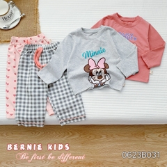 Set bộ đồ dài bé gái bộ pijama sơ mi hoạt hình Disney mặc ngủ đi học 1 đến 7 tuổi BERNIE Thun Cotton