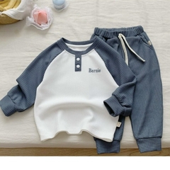Đồ bộ dài tay unisex cho bé trai bé gái màu trơn basic hàn quốc đính cúc 1 đến 7 tuổi BERNIE