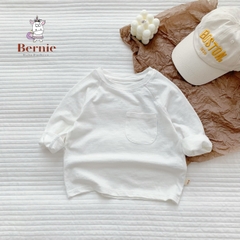 Áo phông trơn dài tay unisex cho bé trai gái BERNIE cotton xược mềm mại nhiều màu 8 đến 25kg 22A234
