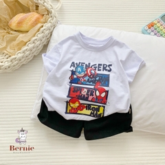Set bộ thun cho bé trai in hình siêu nhân áo thun zaclang và quần short ngắn từ 1 đến 7 tuổi BERNIE 1123B025