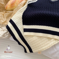 Áo khoác gile len 4 màu họa tiết thêu ngực phong cách hàn quốc cho bé trai 1 đến 7 tuổi BERNIE 24A018