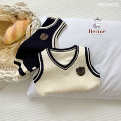 Áo khoác gile len 4 màu họa tiết thêu ngực phong cách hàn quốc cho bé trai 1 đến 7 tuổi BERNIE 24A018