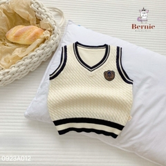 Áo khoác gile len 4 màu họa tiết thêu ngực phong cách hàn quốc cho bé trai 1 đến 7 tuổi BERNIE 24A018