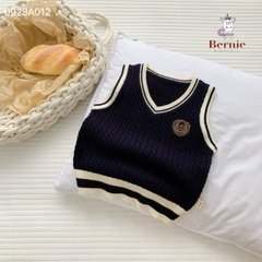Áo khoác gile len 4 màu họa tiết thêu ngực phong cách hàn quốc cho bé trai 1 đến 7 tuổi BERNIE 24A018