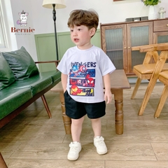Set bộ thun cho bé trai in hình siêu nhân áo thun zaclang và quần short ngắn từ 1 đến 7 tuổi BERNIE 1123B025