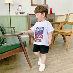 Set bộ thun cho bé trai in hình siêu nhân áo thun zaclang và quần short ngắn từ 1 đến 7 tuổi BERNIE 1123B025