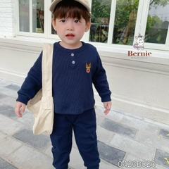 Set bộ quần áo thun dài tay cho bé trai bé gái thêu tuần lộc phong cách hàn quốc bé 1 đến 7 tuổi BERNIE