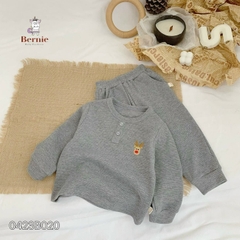 Set bộ quần áo thun dài tay cho bé trai bé gái thêu tuần lộc phong cách hàn quốc bé 1 đến 7 tuổi BERNIE