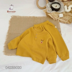 Set bộ quần áo thun dài tay cho bé trai bé gái thêu tuần lộc phong cách hàn quốc bé 1 đến 7 tuổi BERNIE